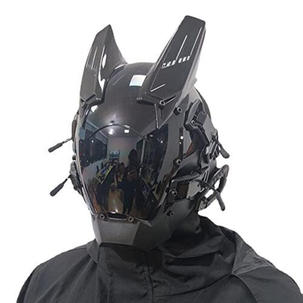5349 Punk Mask Cosplay , Cosplay Samurai Horns Black Mask Halloween